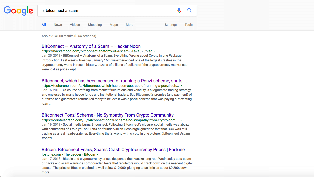 estafa bitconnect búsqueda de google