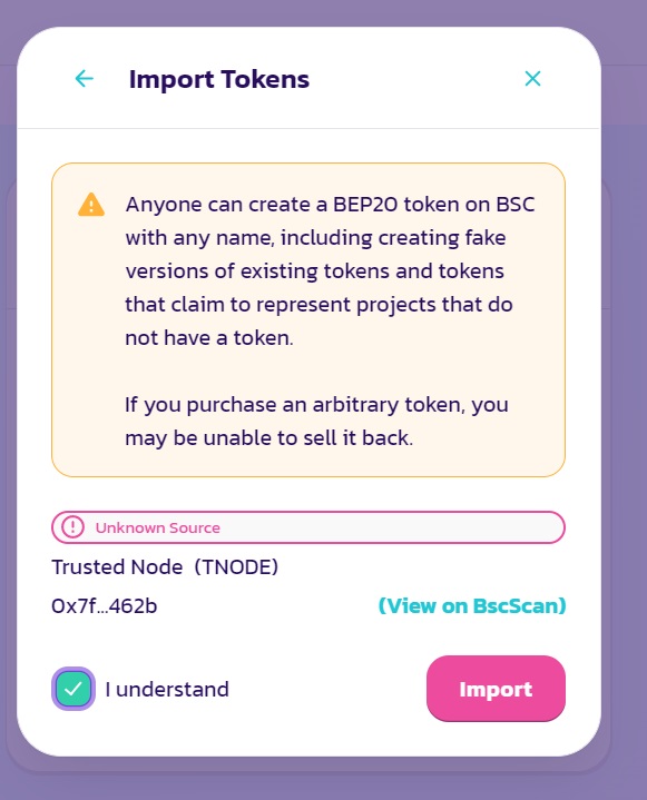 Trusted Node (TNODE) Token