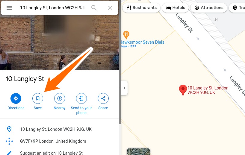 PIN de Google Maps guardado
