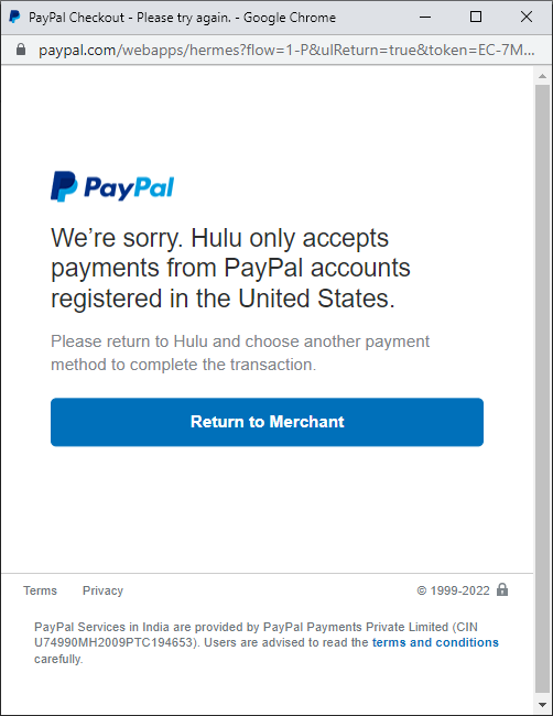 bloque de pago hulu: paywall