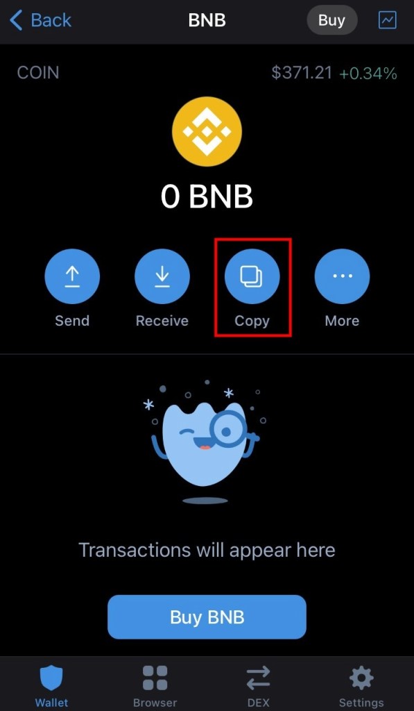 Cómo enviar BNB desde Binance a Trust Wallet