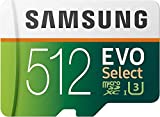 SAMSUNG EVO Select Tarjeta de memoria Micro SD con adaptador, 512 GB microSDXC UHS-I U3 100 MB/s Full HD y 4K UHD para fotos, videos, almacenamiento de música, MB-ME512HA