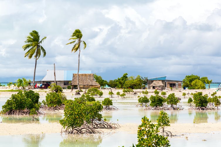 Un pueblo en un atolón de Micronesia.
