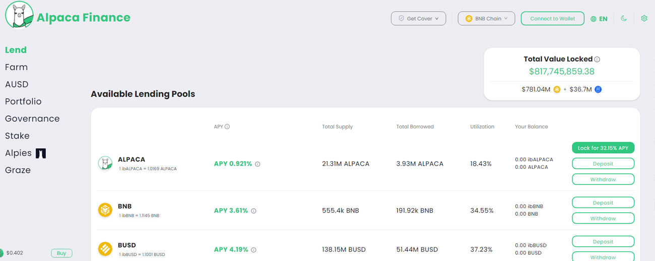 ALPACA-finance-homepage