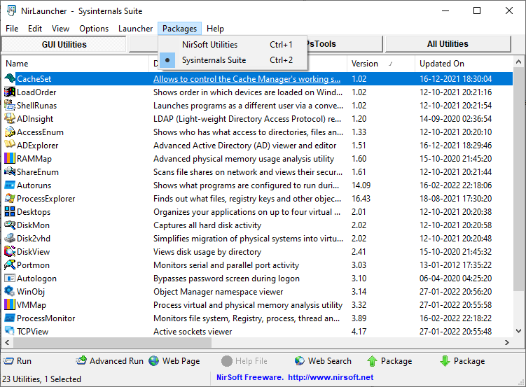 utilidades de Windows: integración de nirsoft con sysinternals