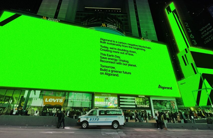 Algorand (ALGO) plans to lead the Earth Day campaign in Times Square
