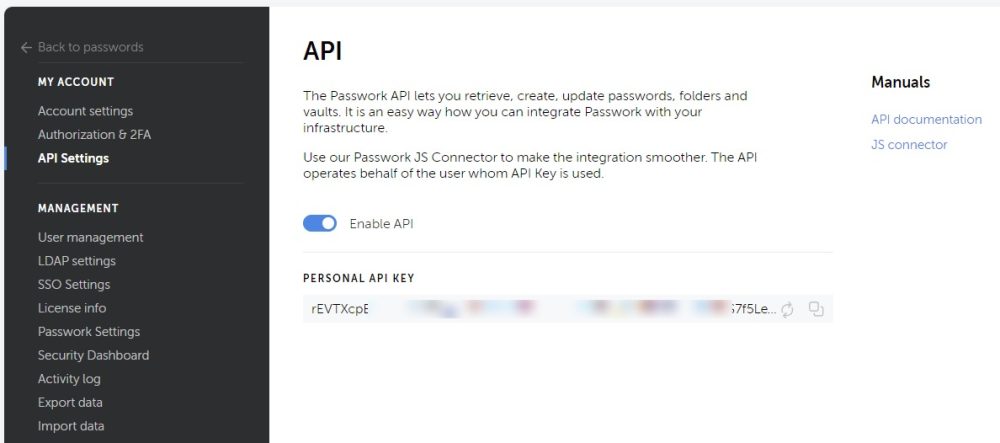 API de mot de passe