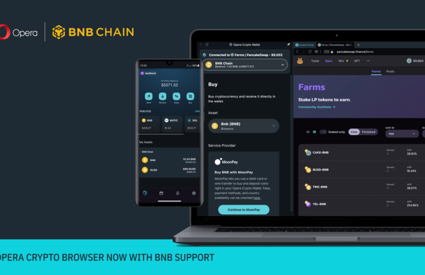 The Opera browser extension integrates with BNB Chain