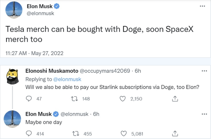 SpaceX pronto aceptará pagos con Dogecoin, según Elon Musk