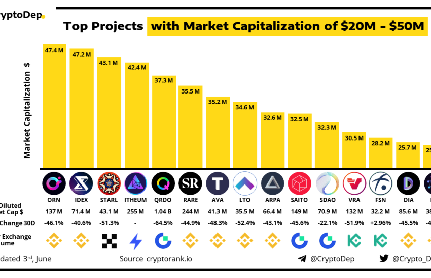 Top 3 Projects With Market Capitalization of $20M - $50M: ORN, IDEX and STARL