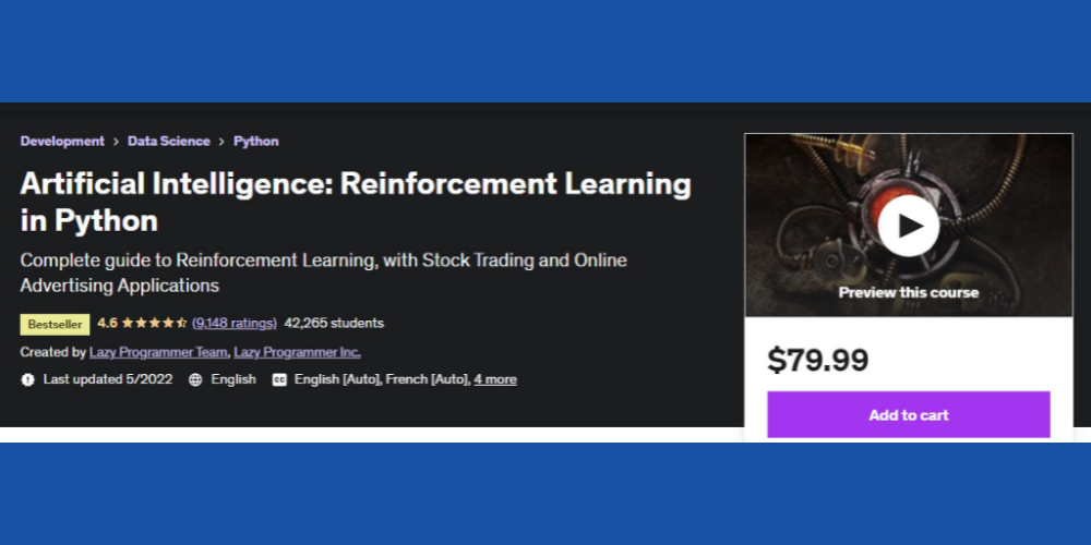 AI Reinforcement Learning in Python Udemy