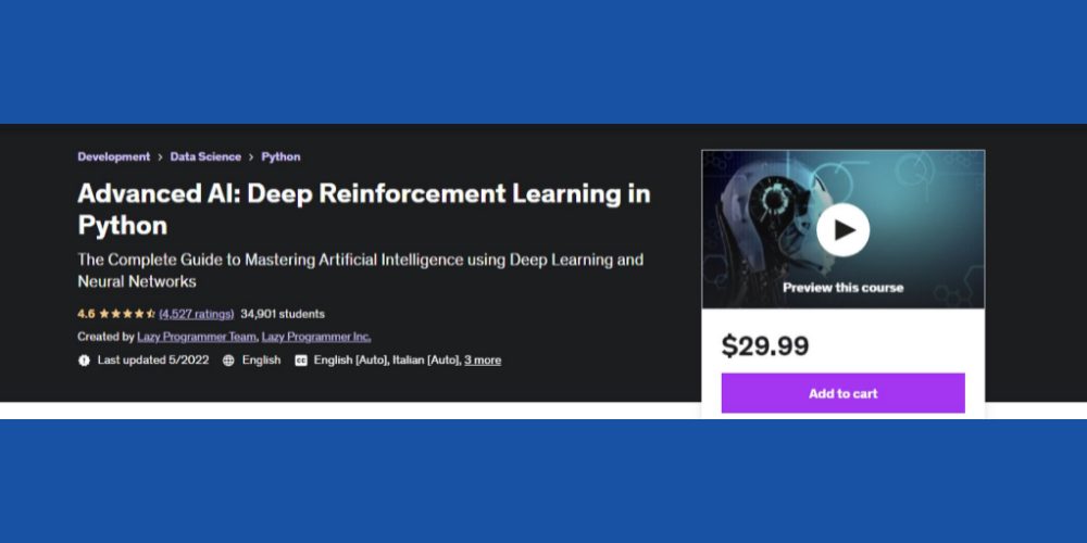 Deep Reinforcement Learning in Python Udemy