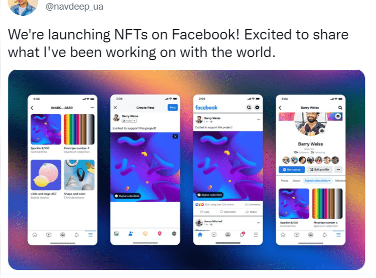 Meta permite a los creadores publicar sus NFT en Facebook