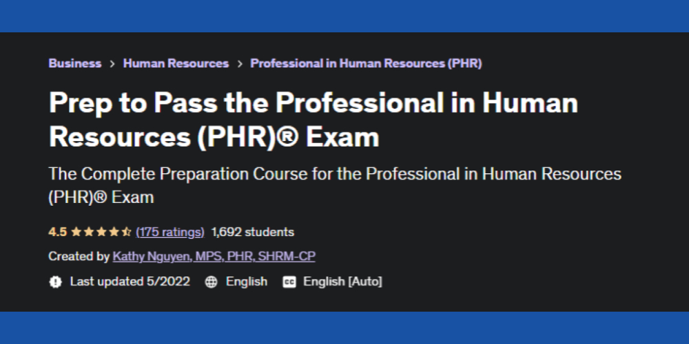 Prep to Pass the PHR Exam Udemy