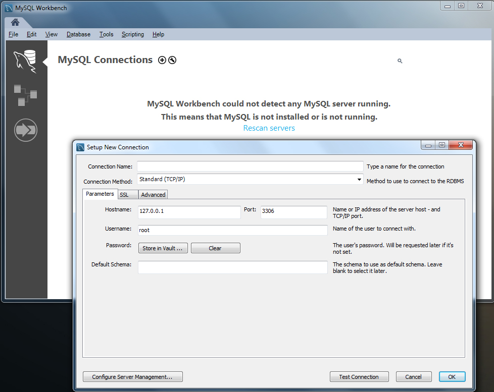MySQL Workbench Setup New Connection
