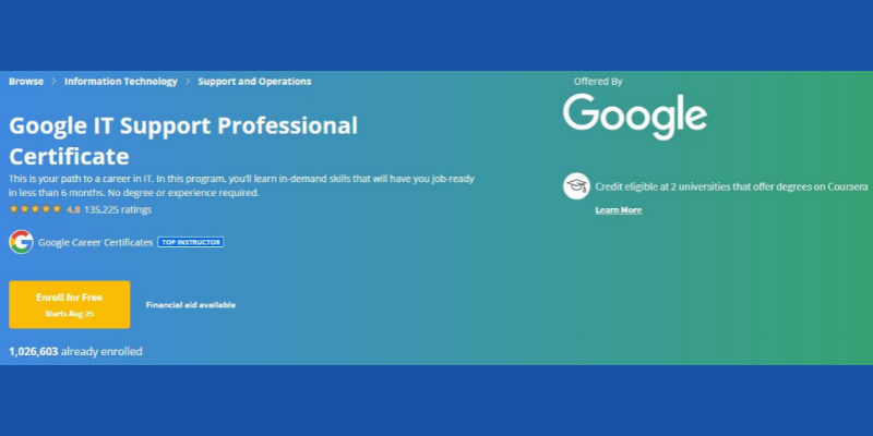 Google IT Support Professional Certificate Coursera
