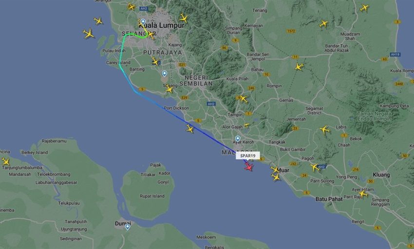 El avión estadounidense en el que Pelosi voló a Malasia salió de Kuala Lumpur
