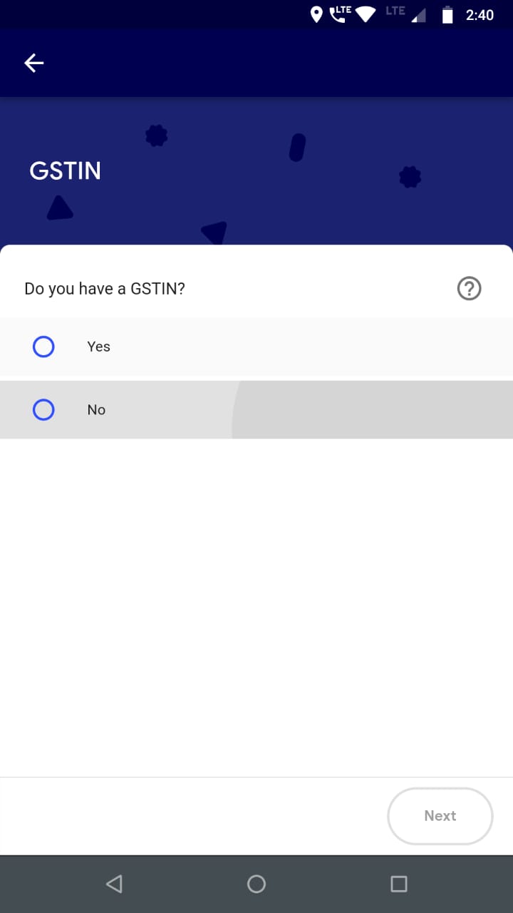 Selecting GSTIN on task mate
