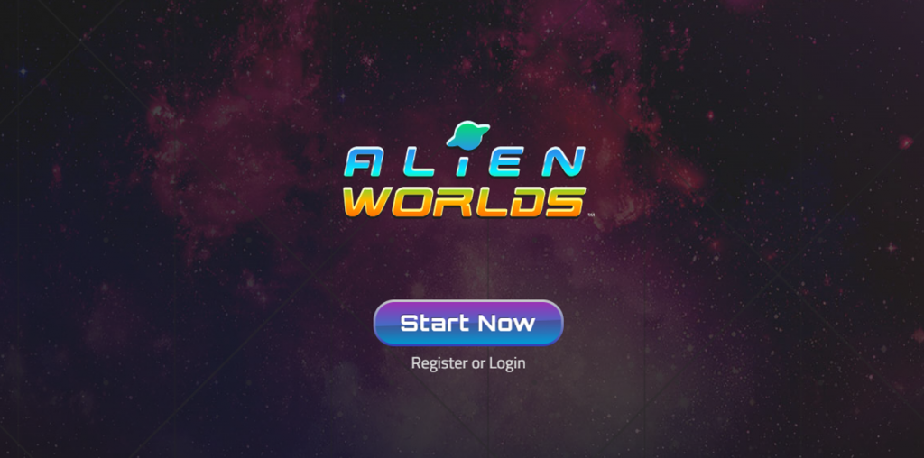 Interfaz de Alien Worlds, comience ahora, regístrese o inicie sesión