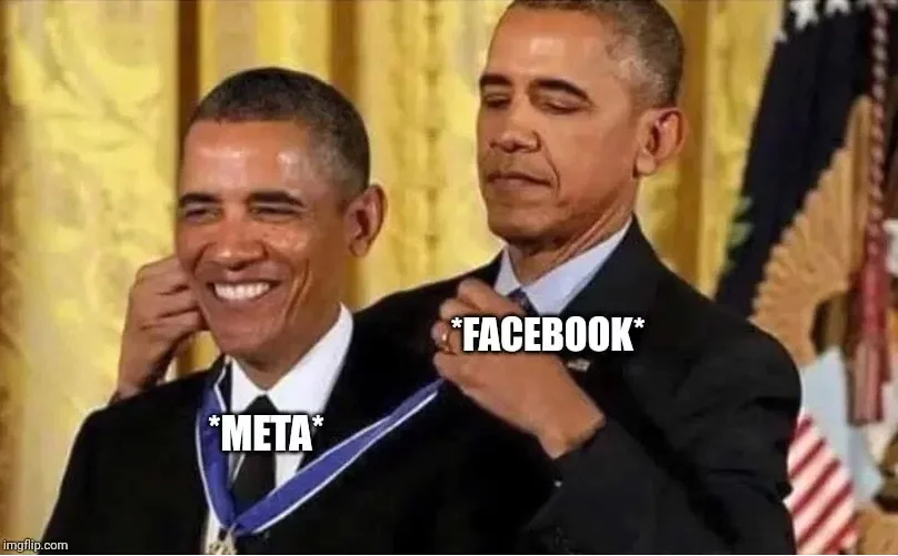 Facebook awarding Meta its medal.