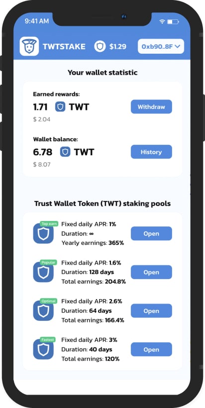 Replanteo de tokens TWT con TWTstake.com