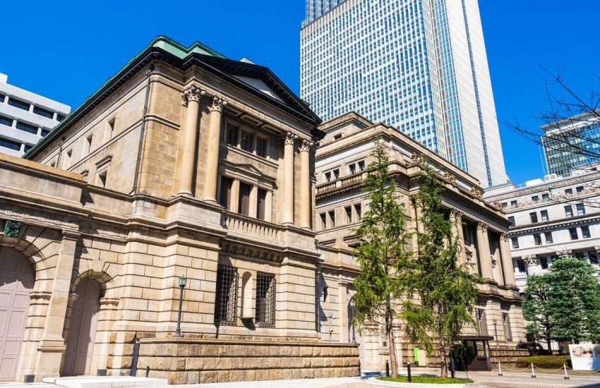 The facade of the central Bank of Japan in Tokyo, Japan.