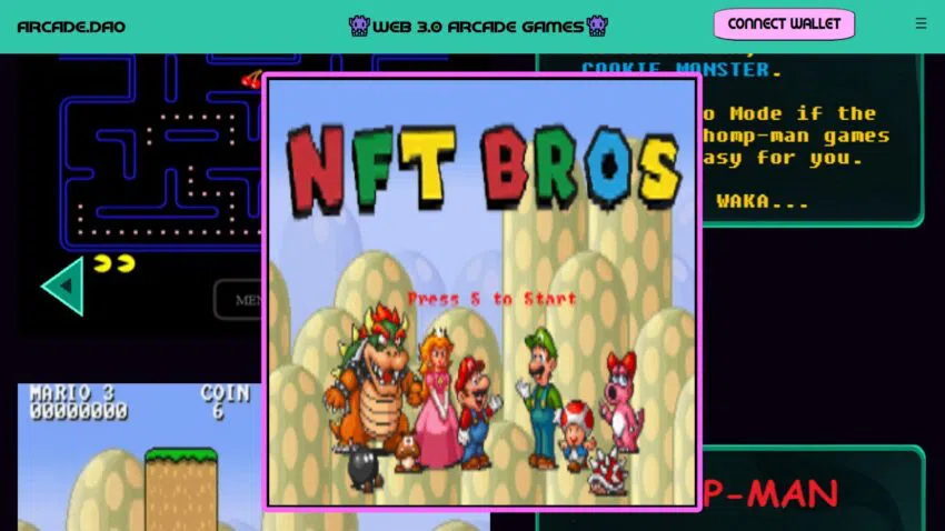 Super Mario está en Arcade.DAO como NFT Bros: Arcade.DAO