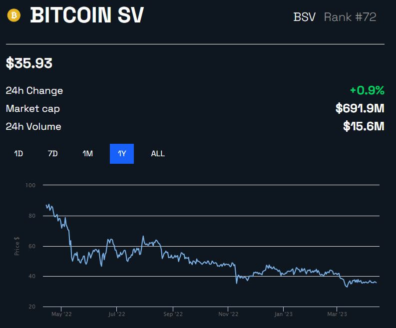 BSV/USD 1 año - BeInCrypto