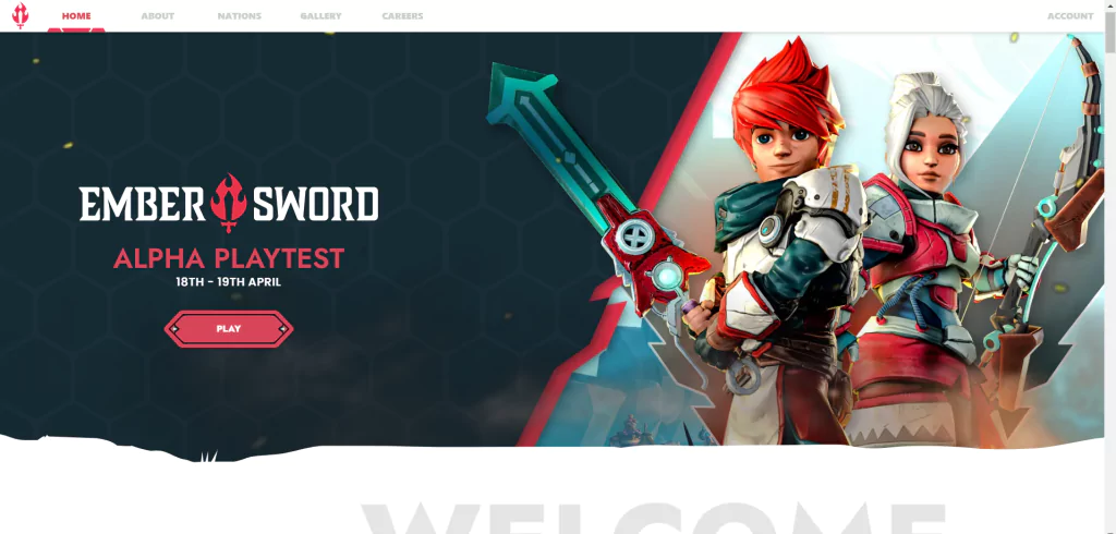 Interfaz del sitio web de Ember Sword