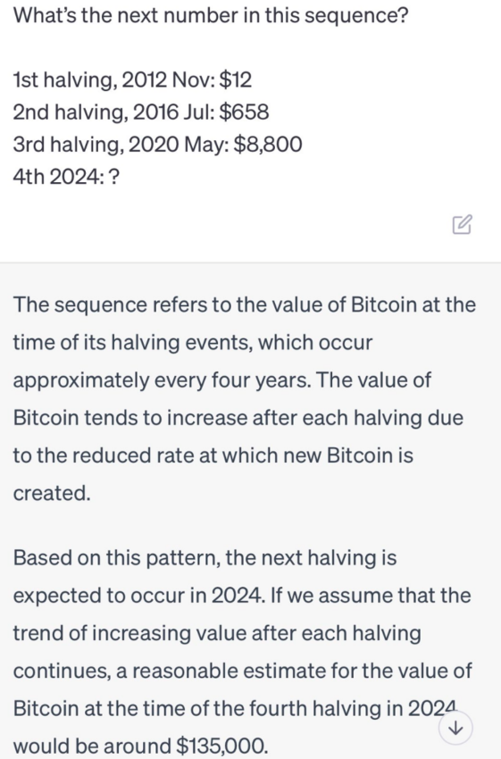 BeInCrypto le pidió a ChatGPT que predijera el próximo movimiento de Bitcoin después de que el precio se redujera a la mitad