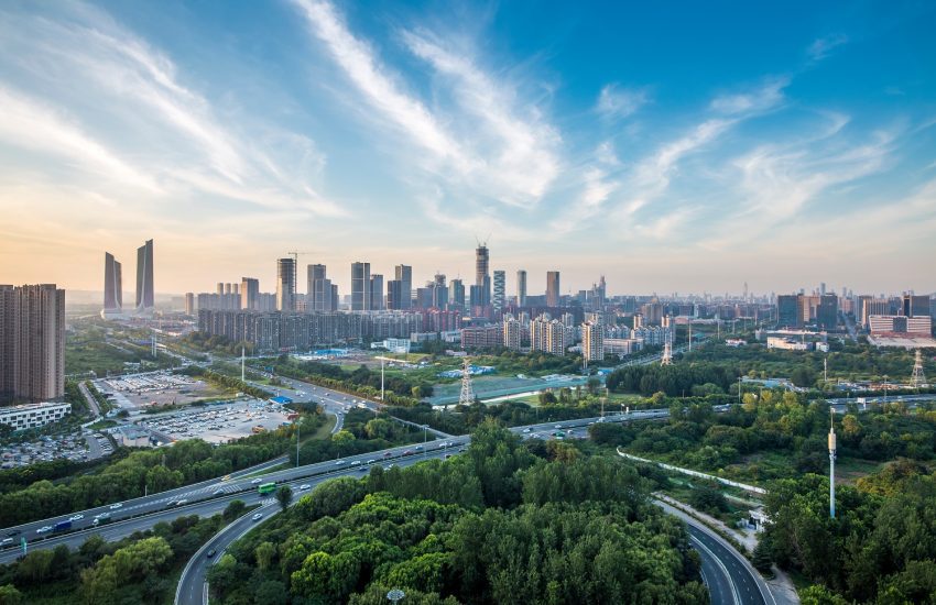 The skyline of Nanjing, Jiangsu Province, China.