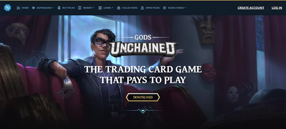 IU do sitio web de Gods Unchained
