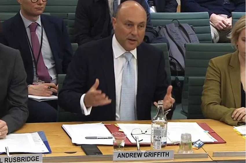 Andrew Griffith compareció ante el Comité Selecto de diputados del Tesoro Fuente: Financial News