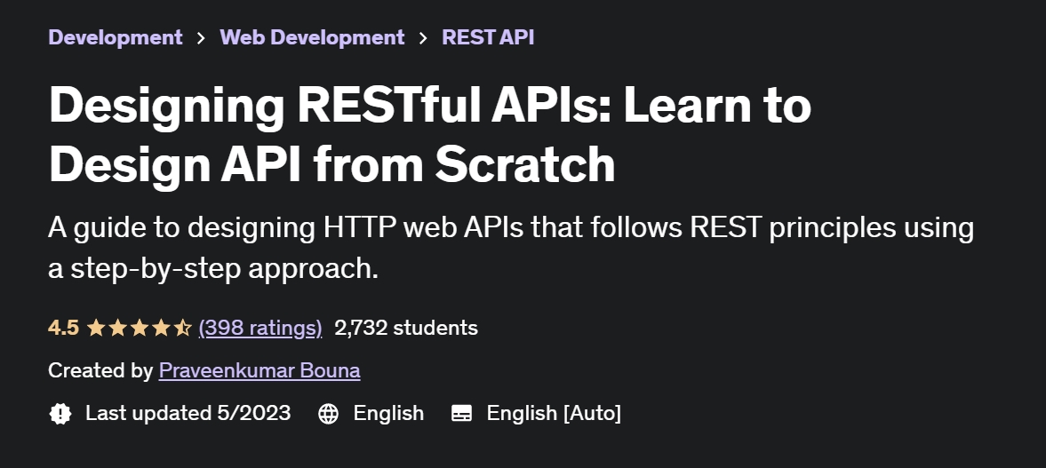 Diseño de API RESTful: aprende a diseñar una API desde cero - Curso de API REST de Udemy