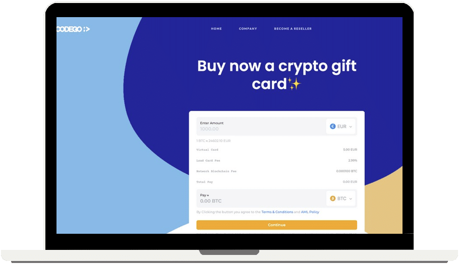 Tarjetas de regalo criptográficas de Codego