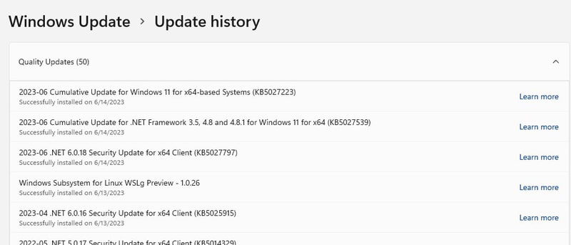 update-history-windows-11