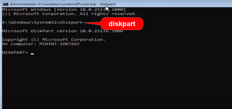 agregar comando diskpart