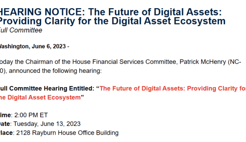 El Comité de Servicios Financieros de EE. UU. discutirá el futuro de las criptomonedas