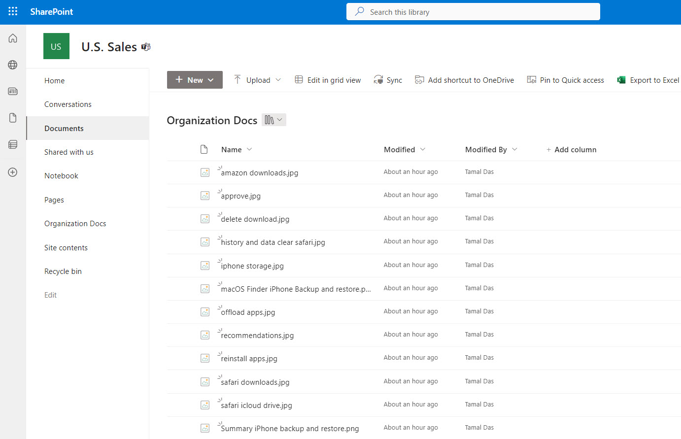 Document library on Sharepoint