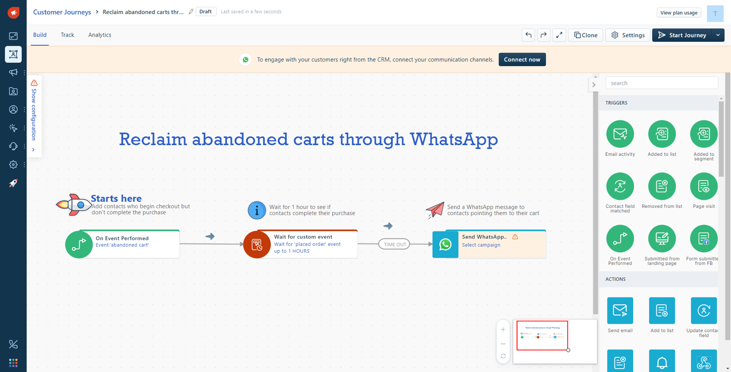 Reclaim abandoned carts through WhatsApp