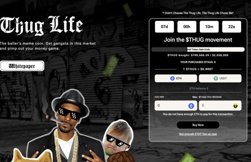 New Meme Coin Thug Life Raises $750,000 And Will Sell Out in 7 days – Here