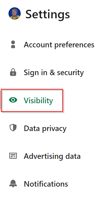 Visibility settings in google analytics.
