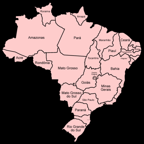 Un mapa que muestra los estados de Brasil.