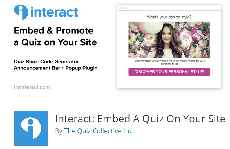 Interact embed promote a quiz on your site.