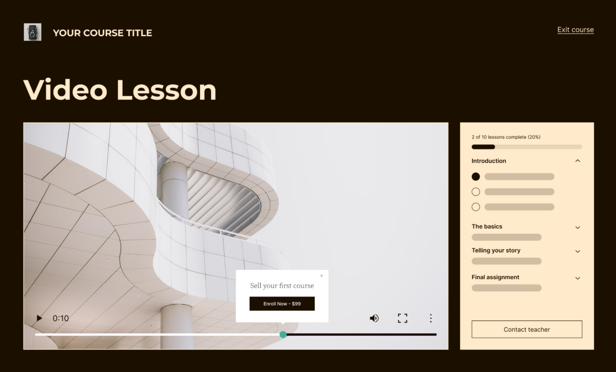 A video lesson page with a white background.