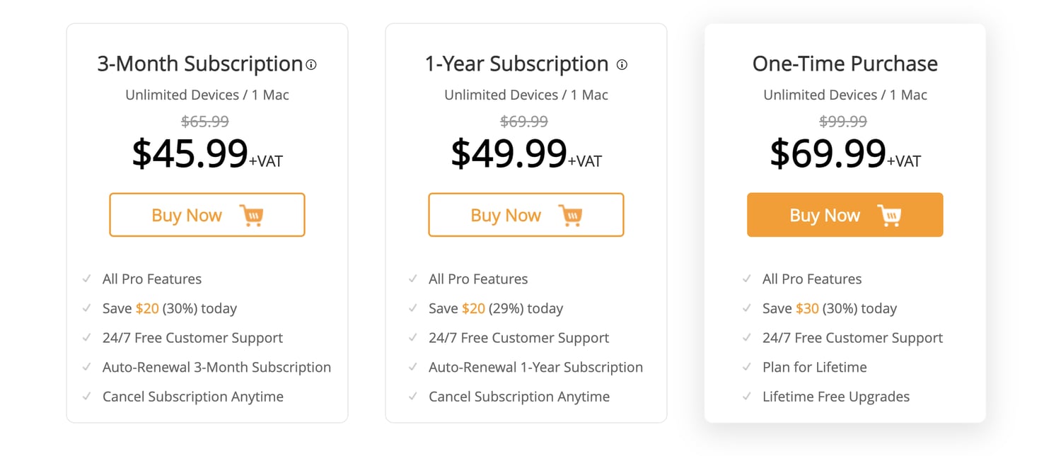 The pricing page for a wordpress theme.