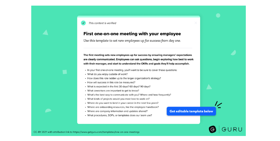 get guru one-to-one meeting templates