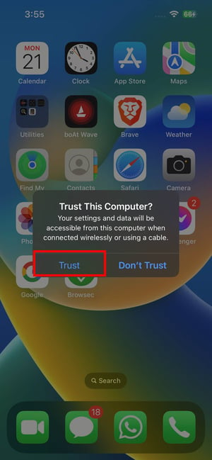 Trust mac on iPhone