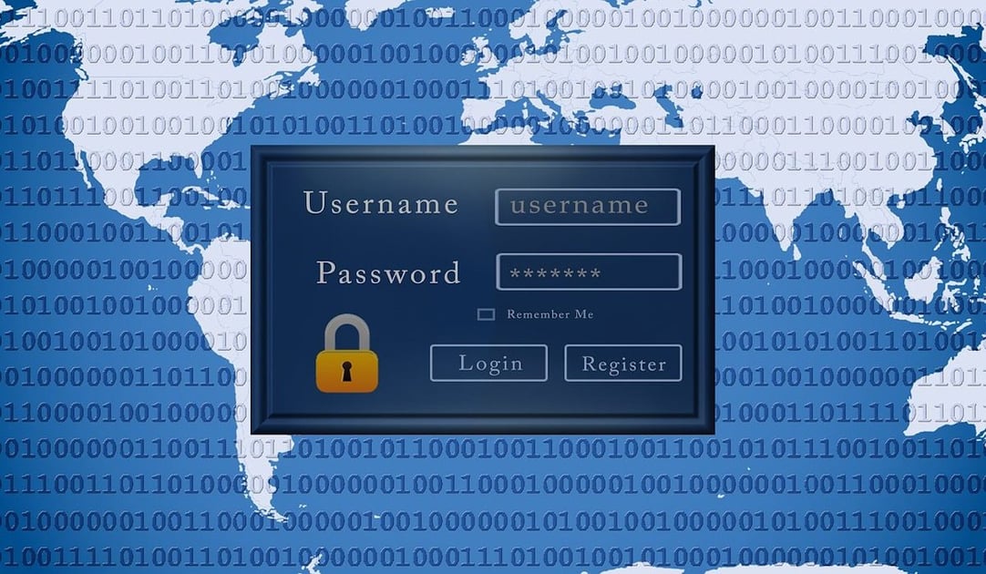 Login Screen with a Padlock Placed on the World Map to Represent Password Security  