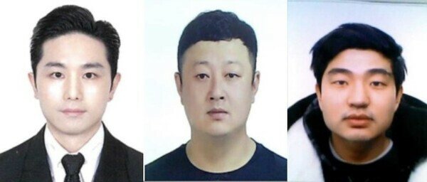Foto de tres hombres surcoreanos sospechosos de haber cometido un asesinato en Seúl, marzo de 2023.